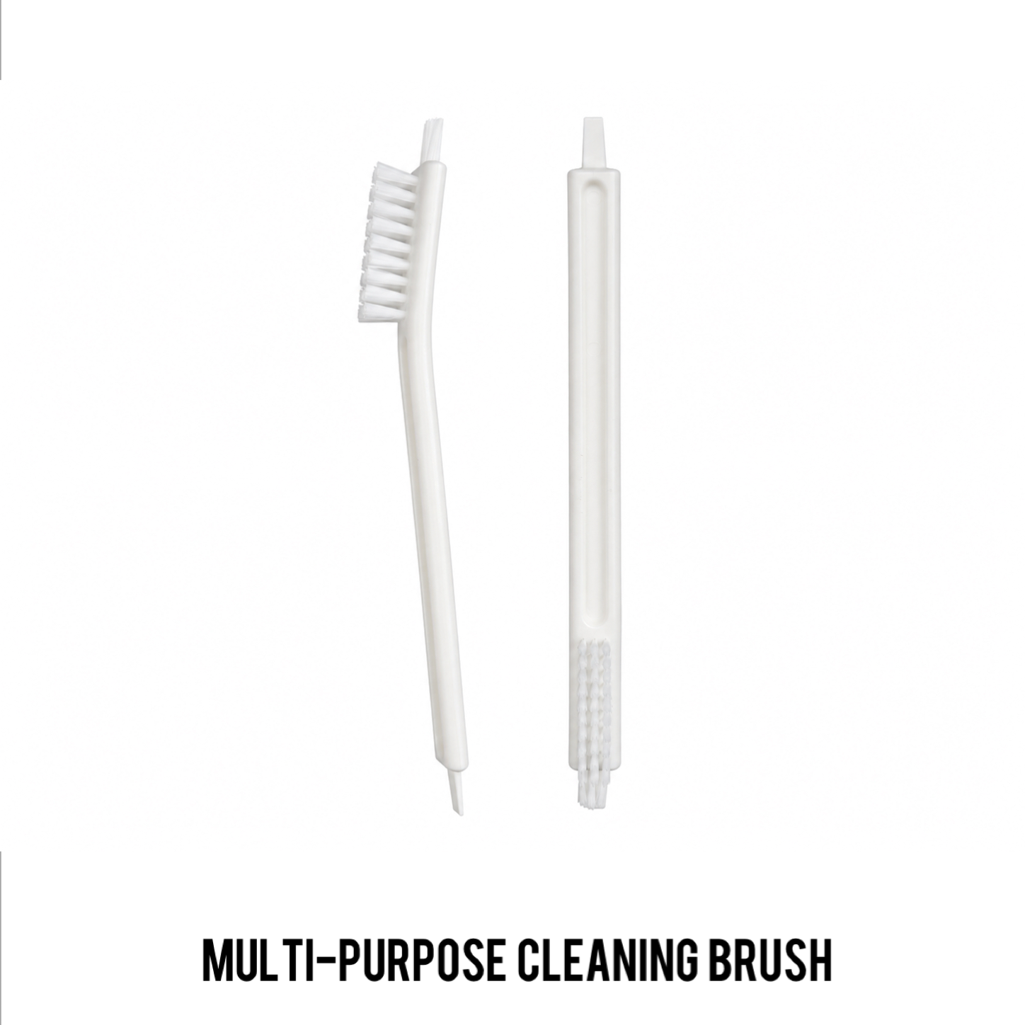 Multi-purpose cleaning brush included for removing trapped food particles
