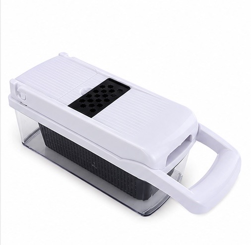 RS Vegetable Cutter — assembled body with collection container