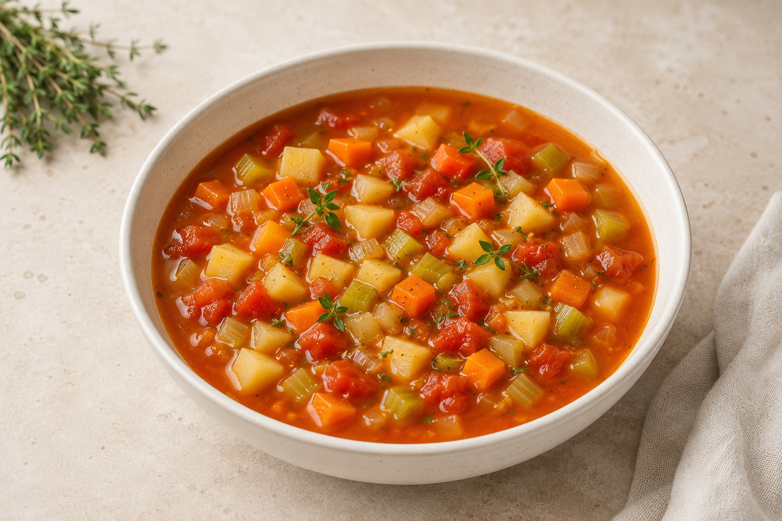 Bowl of hearty vegetable soup